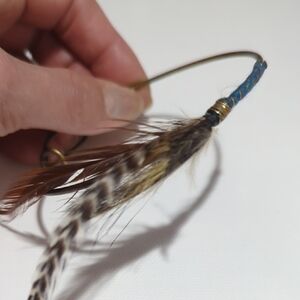 Bohemian Feather Bangle Bracelet – Blue & Brown